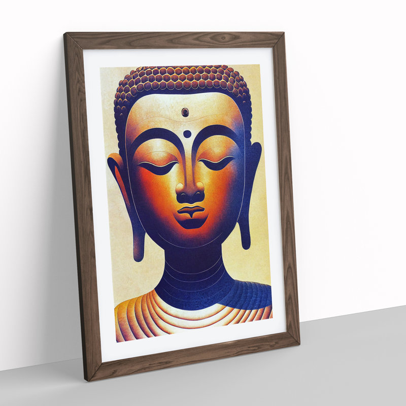 Majestic Buddha - Framed Print, 64cm H x 46cm W x 2cm D, Walnut