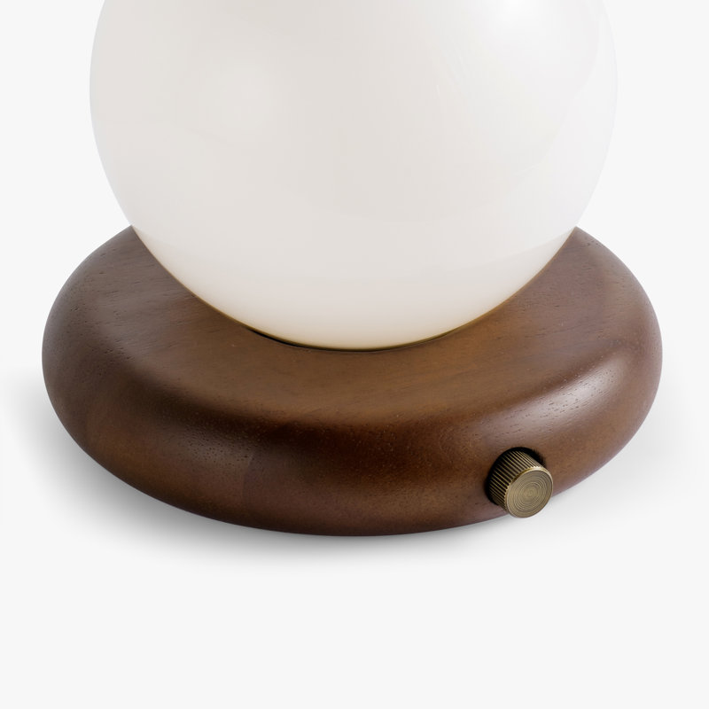 Lampe de table portative Valencia avec base en bois et abat-jour en verre Valencia, Brun