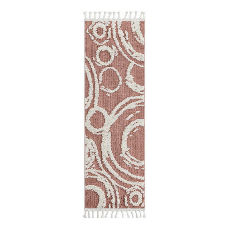 Anik Abstract Machine Woven Polyester Area Rug in Pink, Runner 2' x 6'1"