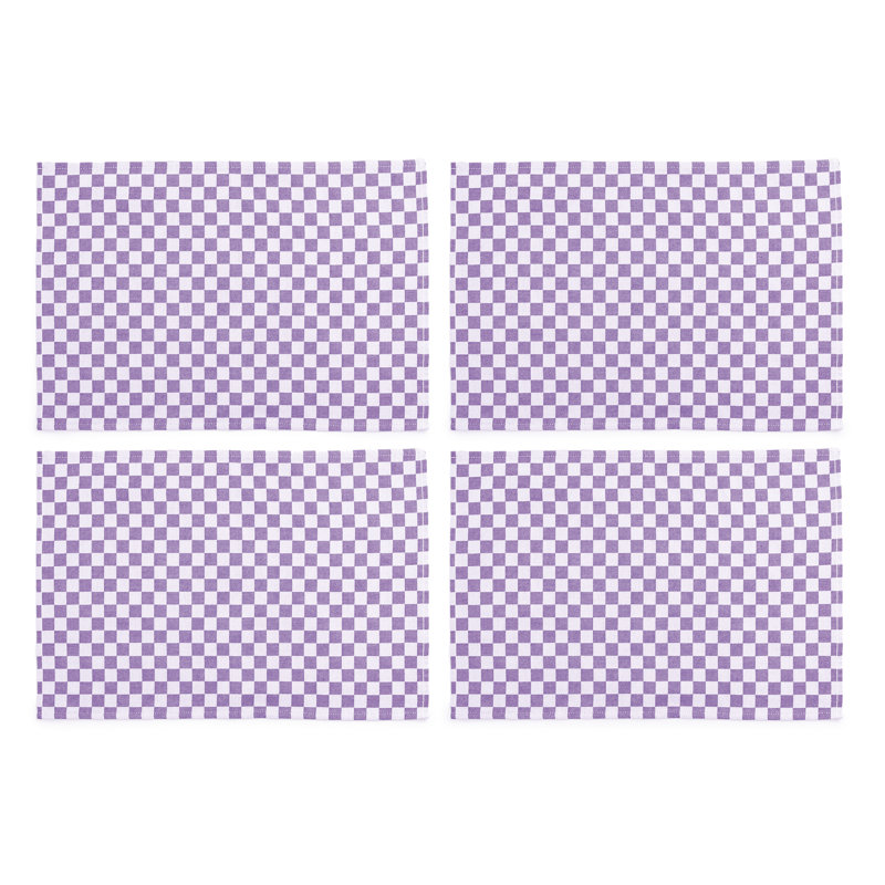 Flax Check Placemat, Set Of 4, Plum