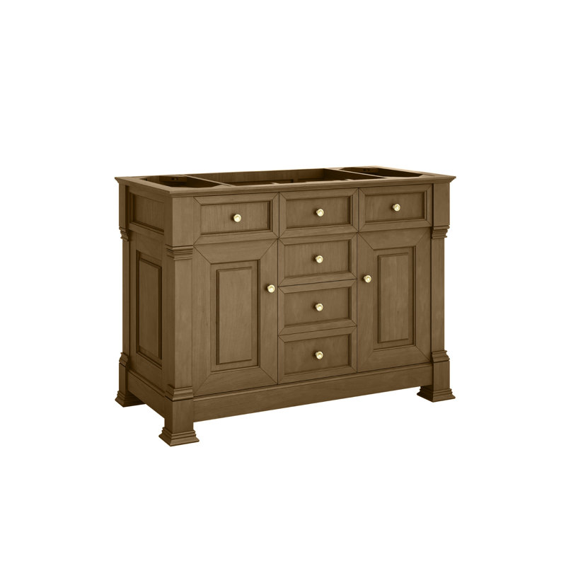 Brookfield 48'' W Single Vanity, White Zeus, Widespread, Honey Oak