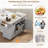 Kitchen Island With Trash Can Storage Cabinet, Kitchen Cart With Drop Leaf, Spice Rack, Towel Rack And Drawer, Rolling Kitchen Island On Wheels With Adjustable Shelf, Grey-389582701