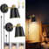 Dimmable Wall Sconces with Plug in Cord and Dimmer On/Off Knob Switch (Set of 2)