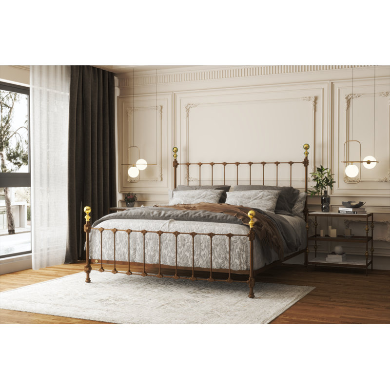 151 Palatial Bed | Complete Standard, King, Gunmetal/Antique Gold