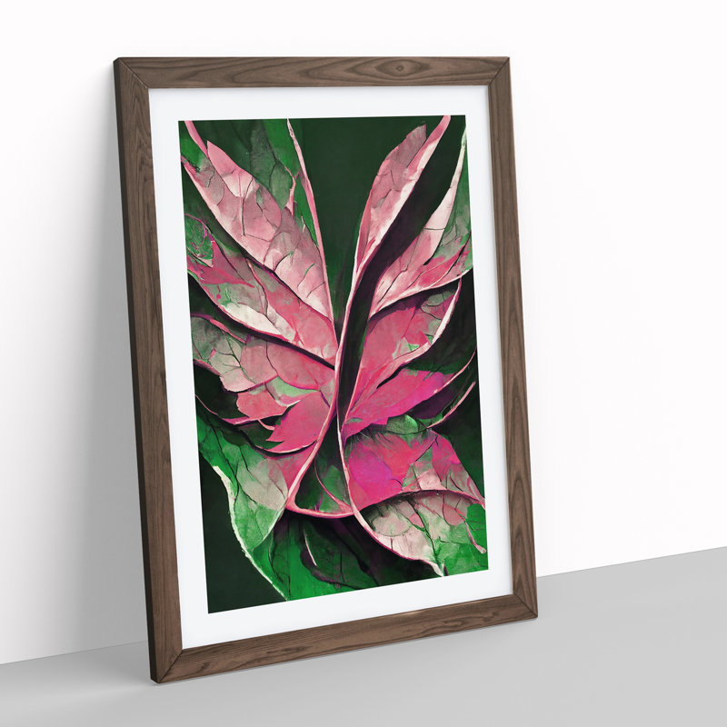 Abstract Leaf No.3 - Wall Art, 66cm H x 48cm W, Walnut Framed, White