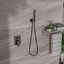 Double système de douche mural à fixation murale 10 po avec valve Roughin, noir mat-124944766