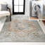 Tapis en chenille vieilli / bleu lavable à la machine avec motif de chenille et de bleu foncé Heinfried-88570947