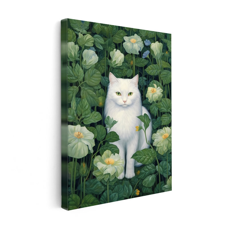 Chat blanc, Unframed, Canvas, 24"H x 32"W