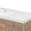 Meuble-lavabo moderne 60 po avec lavabo SMC, grande armoire de rangement, tiroirs à fermeture en douceur, portes en rotin, boutons argentés et 5 pieds en pin-2007727682