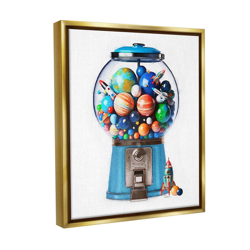 «Outer Space Candy Distributeur Floater Frame» par Amanda Greenwood sur toile, Cadre flottant métallique doré
