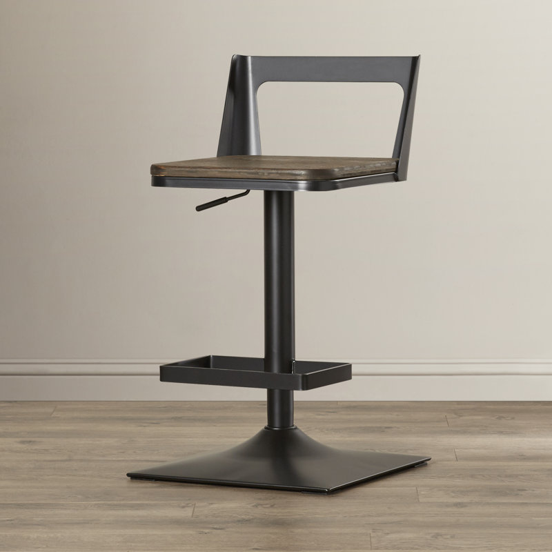 Flagler Swivel Adjustable Height Counter Stool with Metal Frame, Black/Espresso