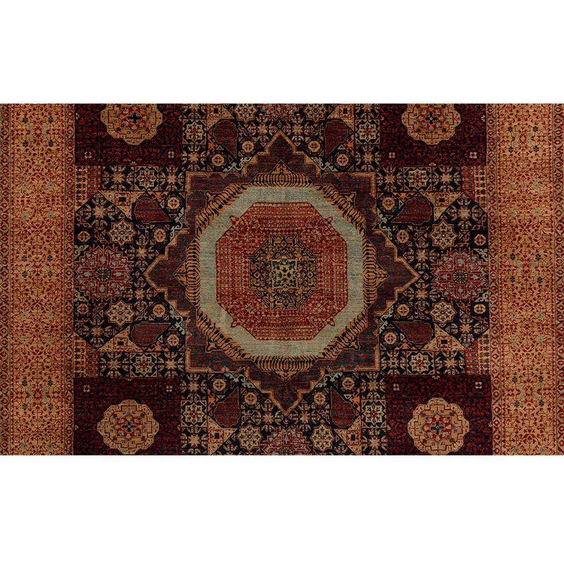 Tapis orange en laine noué à la main 7 pi 10 po x 9 pi 7 po