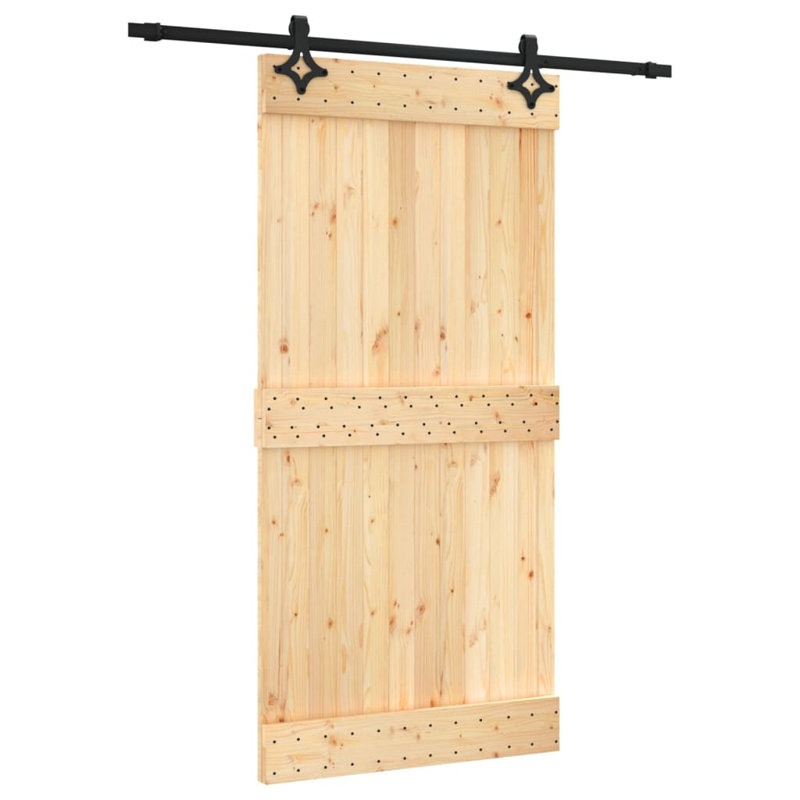 Porte coulissante avec quincaillerie Vidaxl, 39,4 po x 82,7 po, Noir/naturel