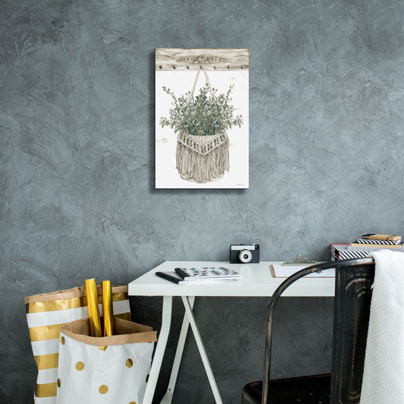 «Macrame Purse with Greenery I» par Cindy Jacobs, estampe numérique sur toile, H 18 po x l 12 po x P 0,75 po