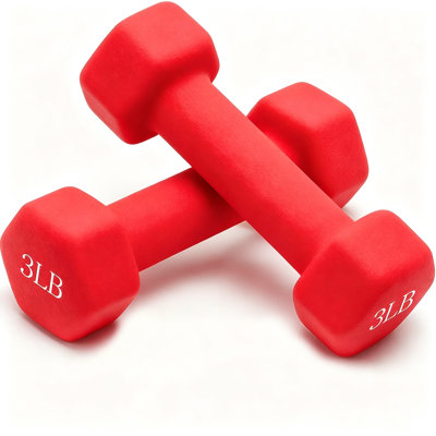 Hex Shape Neoprene Dumbbells, Anti-slip & Anti-roll Hand Weights with Non Slip Grip, 2 Set 7 LB Dumbbells for Full Body Workout (Red)