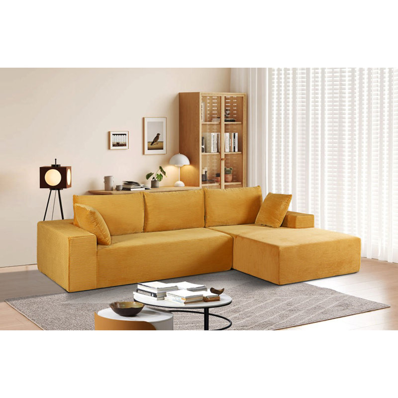 Canapé modulaire convertible en velours côtelé CozyForm, canapé confortable moderne avec rembourrage en mousse, canapé-lit modulaire confortable pour le salon, la chambre à coucher, aucun assemblage requis - Orienté vers la droite