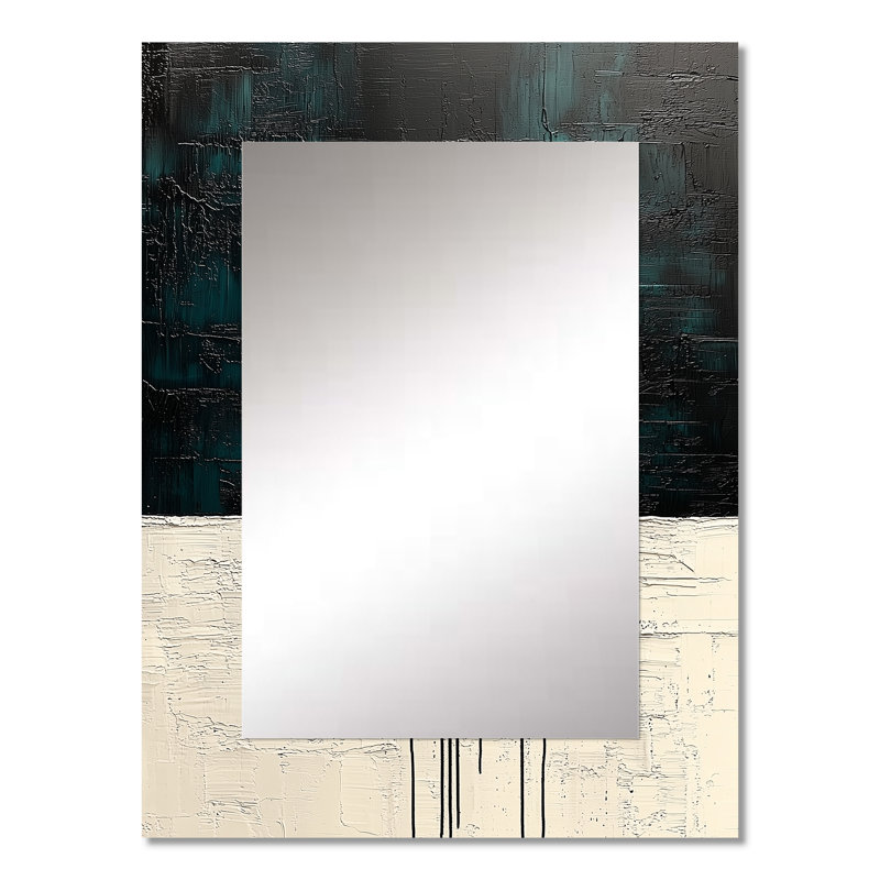 Gold And Black Moon Boundless Reverie II - Modern Decorative Mirror, Black Large Wall Mirror, Printed Metal Art, 32" x 24"