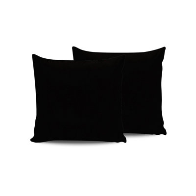 Luxury Cotton Pillowcase Set (2 Pieces), Black, 23.6 x 23.6 inches | 100% Cotton Ranforce, 155 Thread Count | Soft, Durable, Machine Washable at 86°F | Perfect for Cozy Bedrooms & Stylish Decor