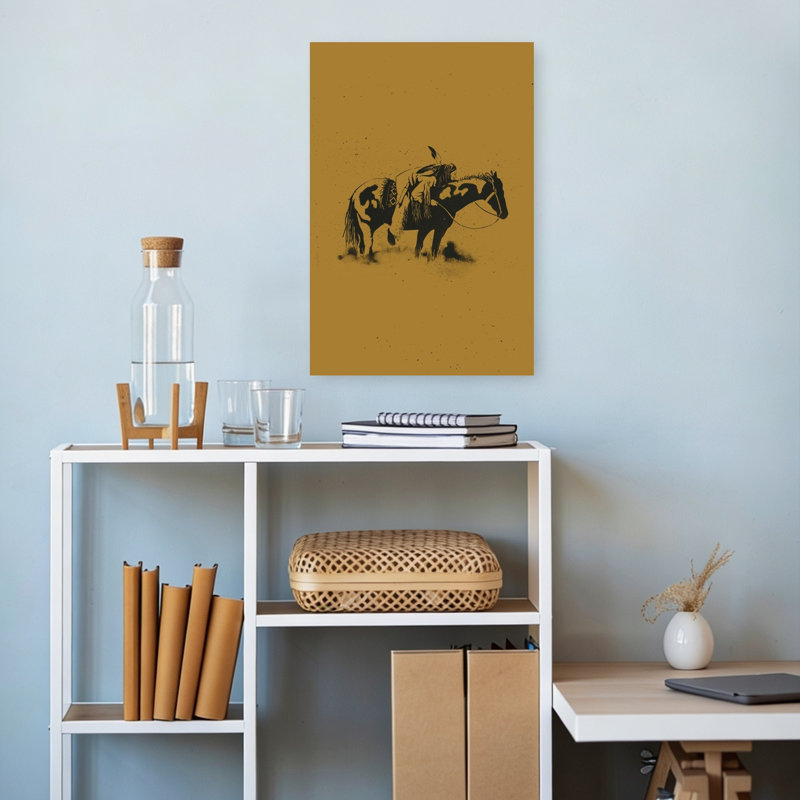 «Native American Horseman», impression d'art rustique, paysage traditionnel, cheval, paysage, H 18 po x l 12 po