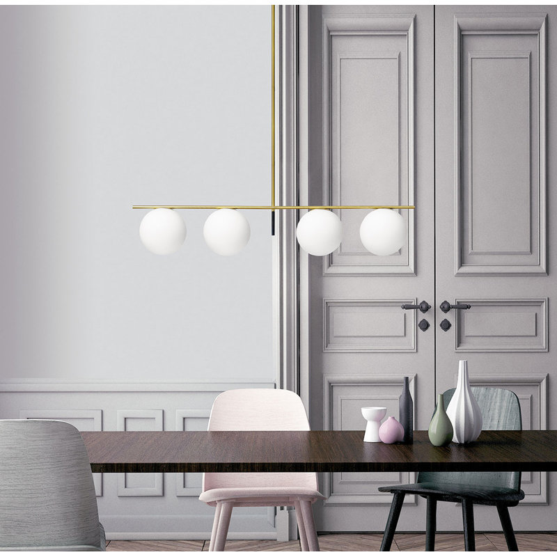 Mira Vista 4 - Light Brushed Brass Kitchen Island Pendant