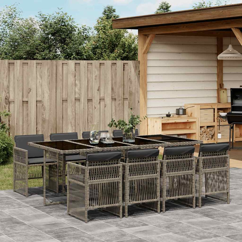 Patio Dining Set with Cushions included, 9, 73 cm H x 220 cm W x 106 cm D, 8