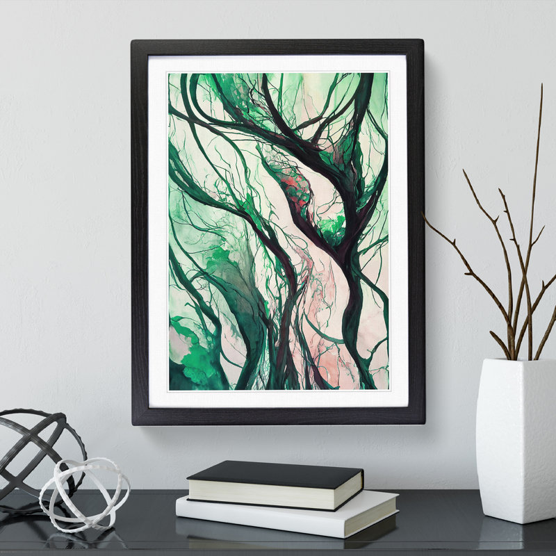 The Abstract Trees No.1 - Print, White, Black Framed Paper, 36cm H x 27cm W
