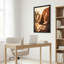 Art mural sur toile Adobe, cour avec jardin de cactus et ombres chaudes-133482509