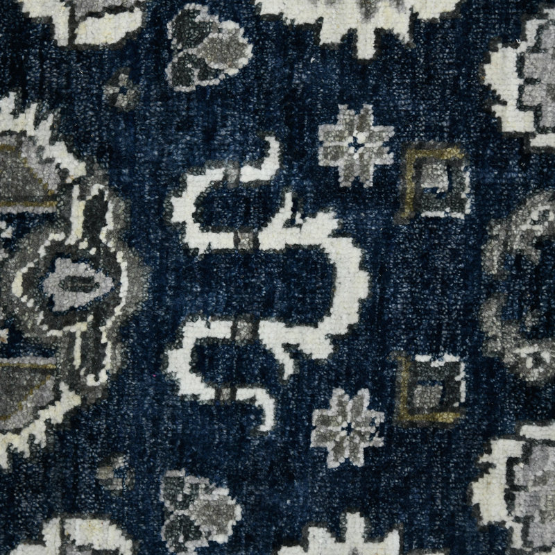 Nuit Arabe Wool Geometric Area Rug in Blue, Rectangle 8' x 10'