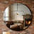 36"X36" Round Wall-Mounted Mirror With Slim Iron Frame, Vintage Industrial Design For Versatile Home Decor