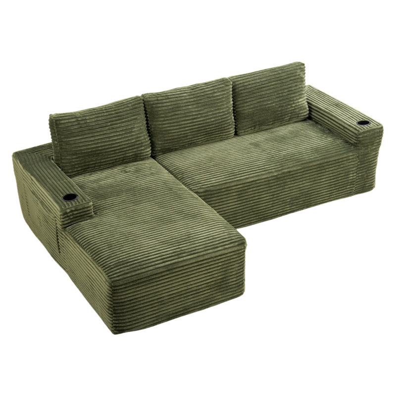 Canapé modulaire moderne 104 po avec assise profonde, Chaise verte à gauche