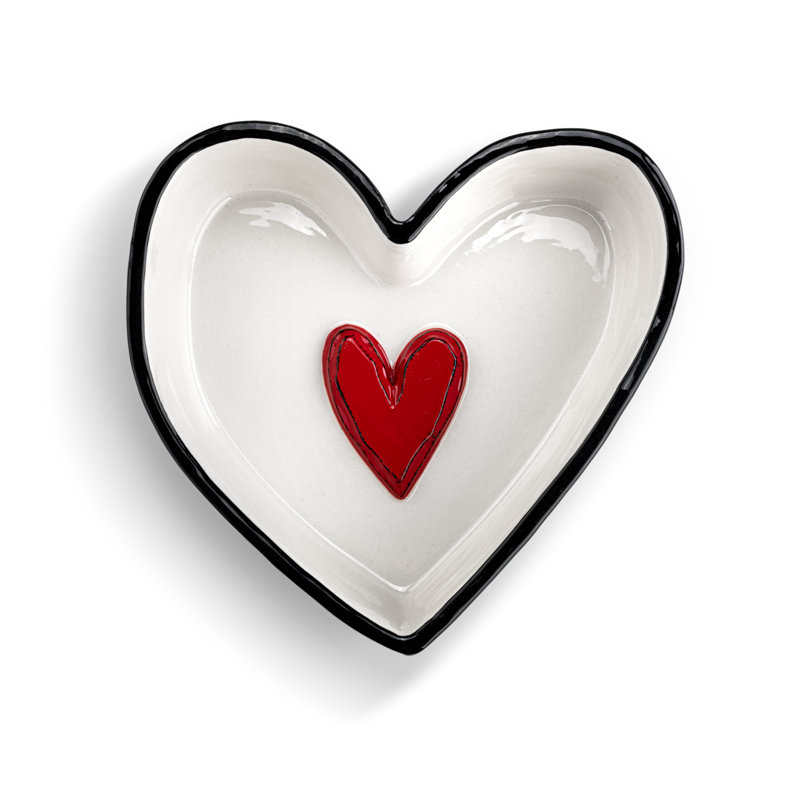 Medium Red Heart Dish - 6In