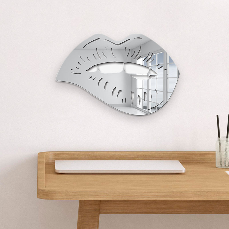 Décoration murale moderne «Biting Lips», H 11 po x l 16 po x P 1 po, Miroir