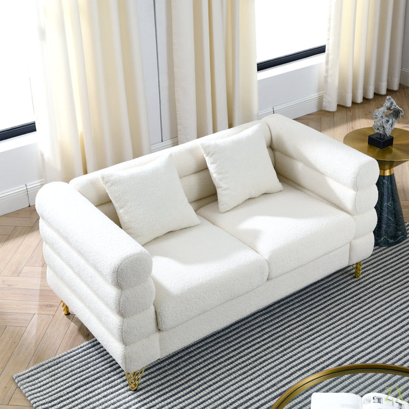 Canapé modulaire surdimensionné de 60 pouces à 2 places, canapé modulaire en tissu Comfort, Ours en peluche ivoire