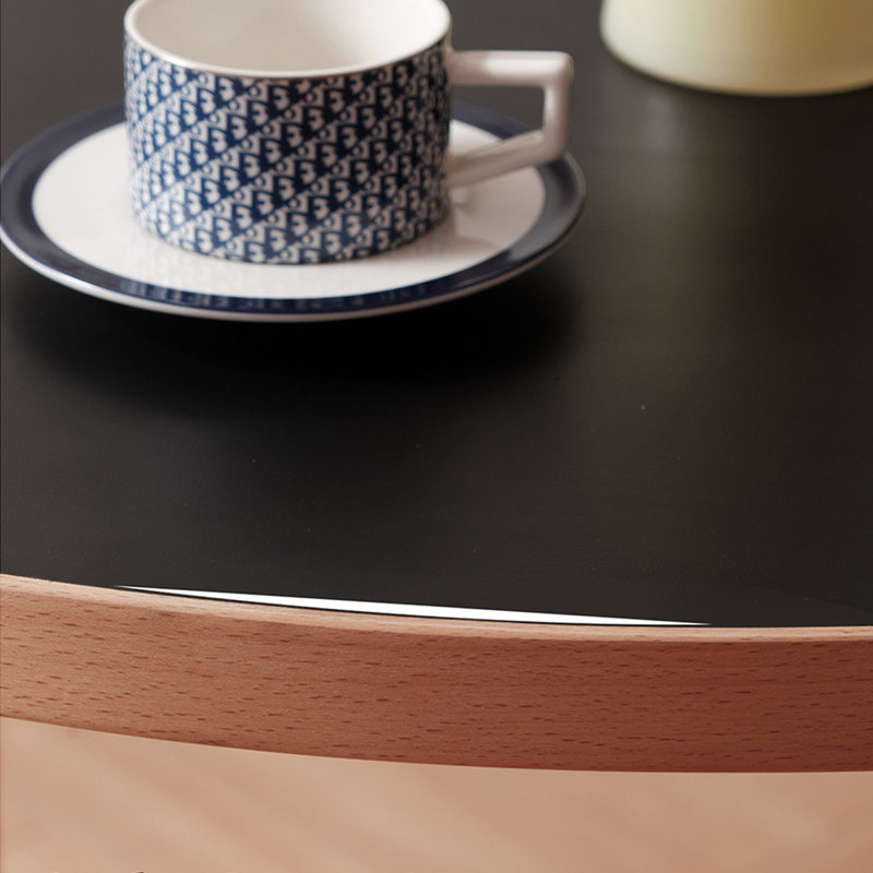 Black Brown Round Solid Wood Dining table, 29.53"H x 39.37"L x 39.37"W