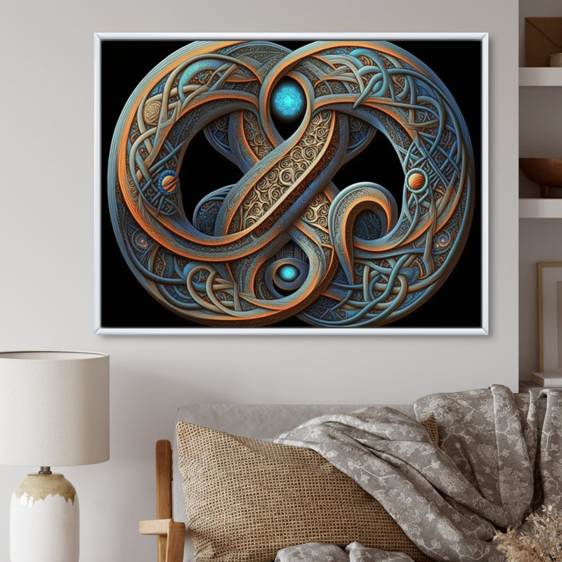 Abstrait Infinity Lenniscate en couleurs rétro - reproduction sur toile, H 12 po x l 20 po x P 1 po, Cadre flottant blanc