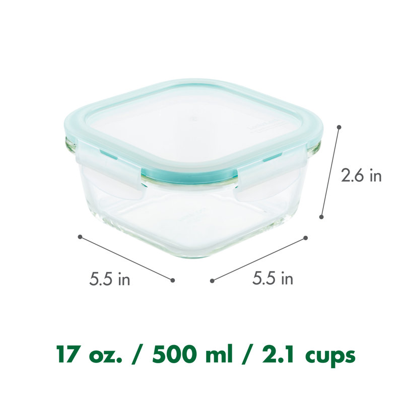 Clear Square Glass Food Storage Jar, 17-oz, BPA-free