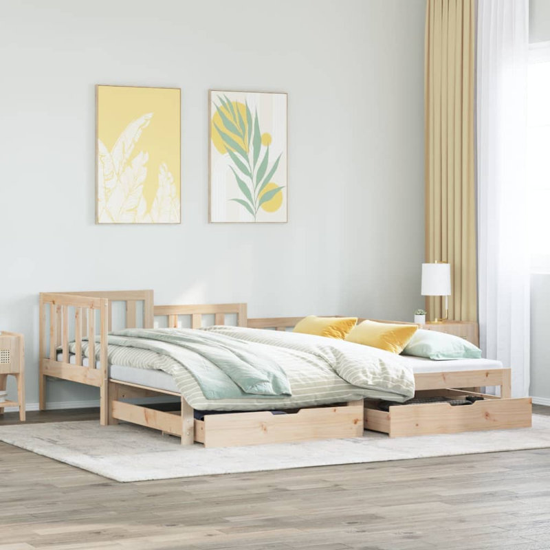 Rohaan Solid Wood with Trundle, Single (3'), Natural