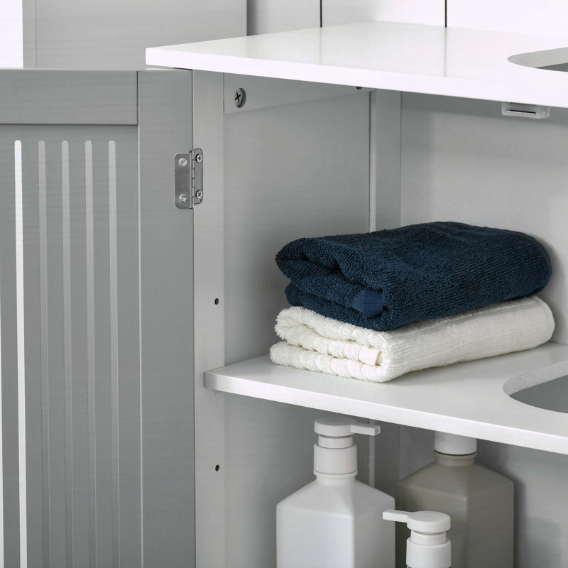 Armoire de salle de bain sous le lavabo moderne avec tablettes réglables kleankin