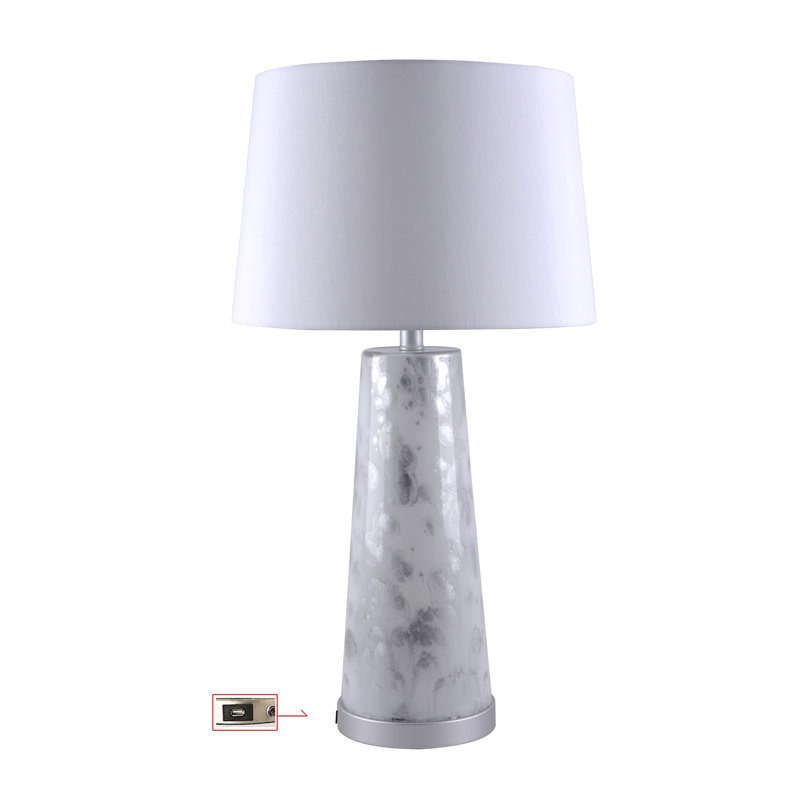 Lampe de table effilée en verre coloré avec port USB