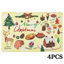 Ensemble de 4 napperons rectangulaires imperméables 12 pi x 18 po Noël jaune
