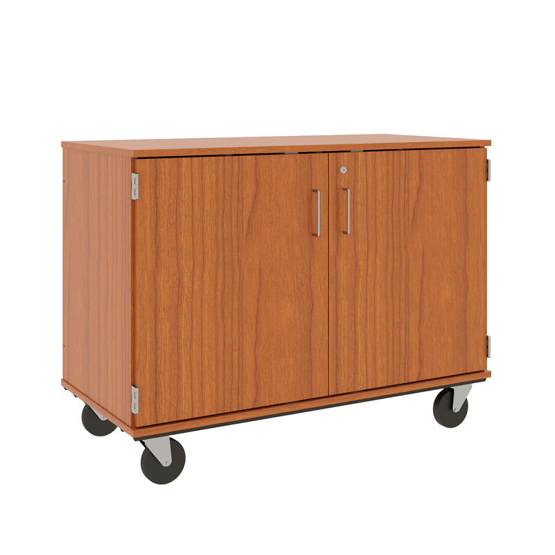 Armoire de rangement mobile à 4 compartiments avec portes verrouillables, Cerisier