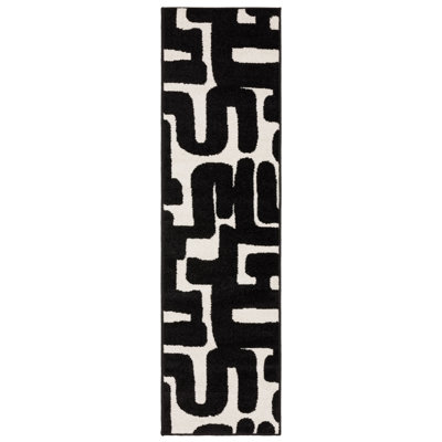 Hennings Abstract Maze Black/ Off-White Area Rug