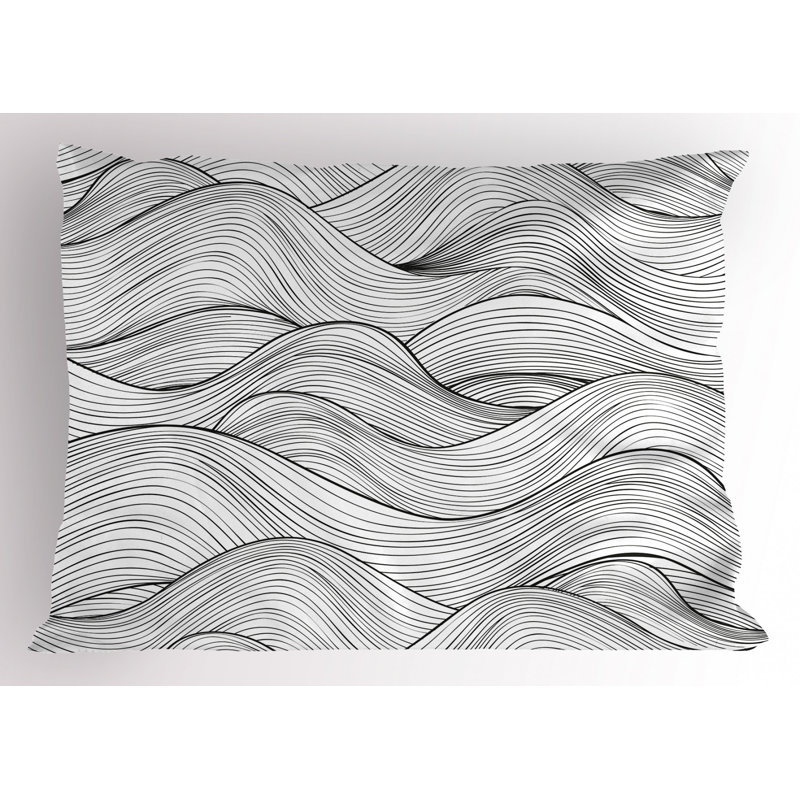 Black/Gray Polyester Microfiber Piece Sham, Queen