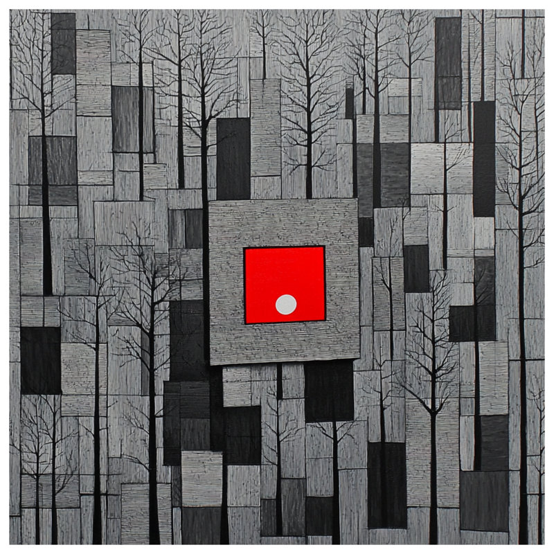Geometric Forest Landscape Window Curtains, Forest Sheer & Blockout Curtains - 1 Panel, Blockout, 50" x 80" - 1 Panel