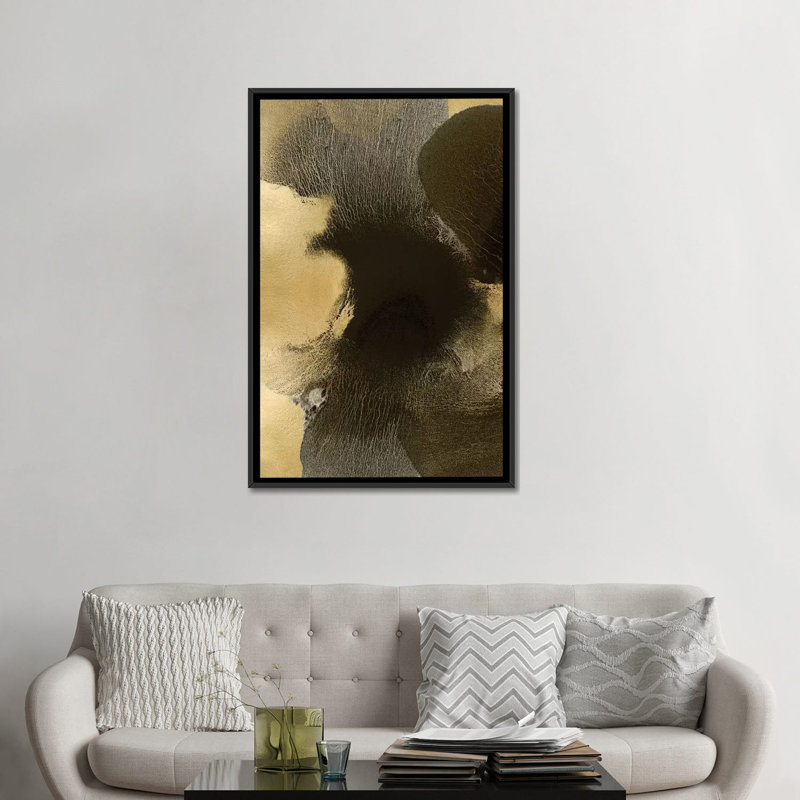 «Circulation Gold I», reproduction sur toile, H 26 po x l 18 po x P 1,5 po, Toile encadrée noire, Pas de tapis