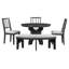 Ensemble de salle à manger 5 pièces avec 3 chaises rembourrées et un banc incurvé-1634609600