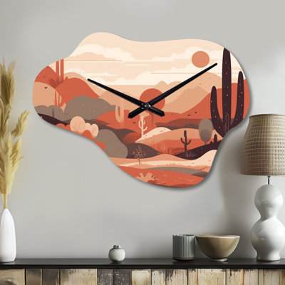 Sublime Desert Simplicity - Cloud Minimalism Metal Wall Clock, Asymmetrical Metal Clock Print
