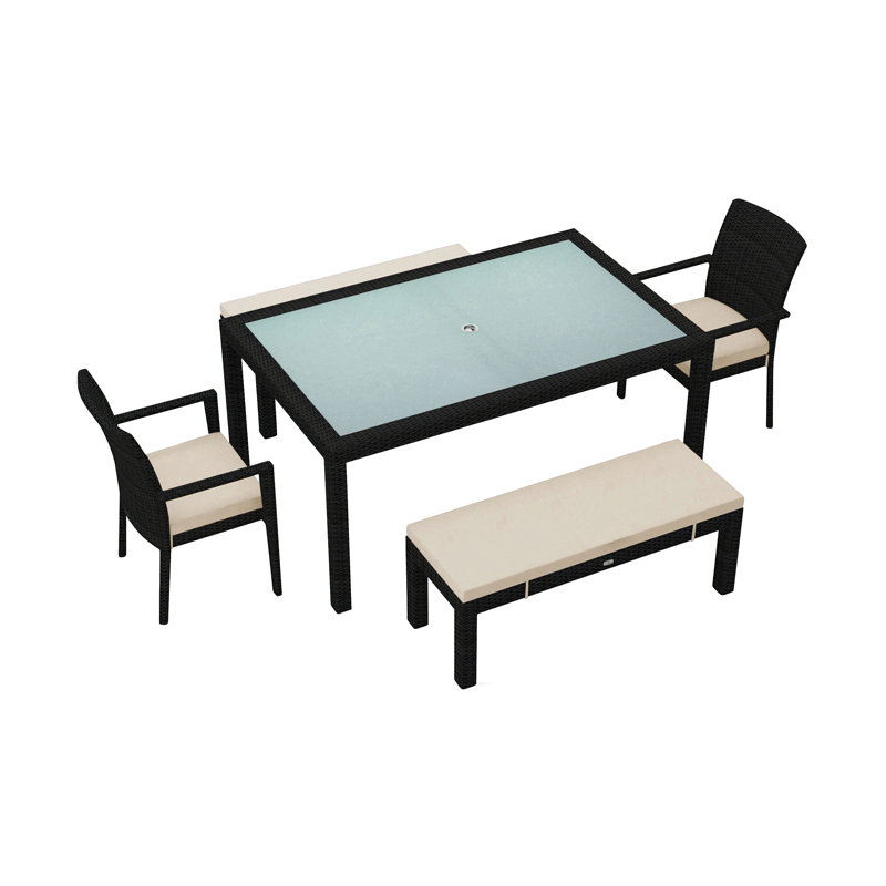 Ensemble repas 5 pièces avec coussins Subrern, Toile lin Sunbrella®