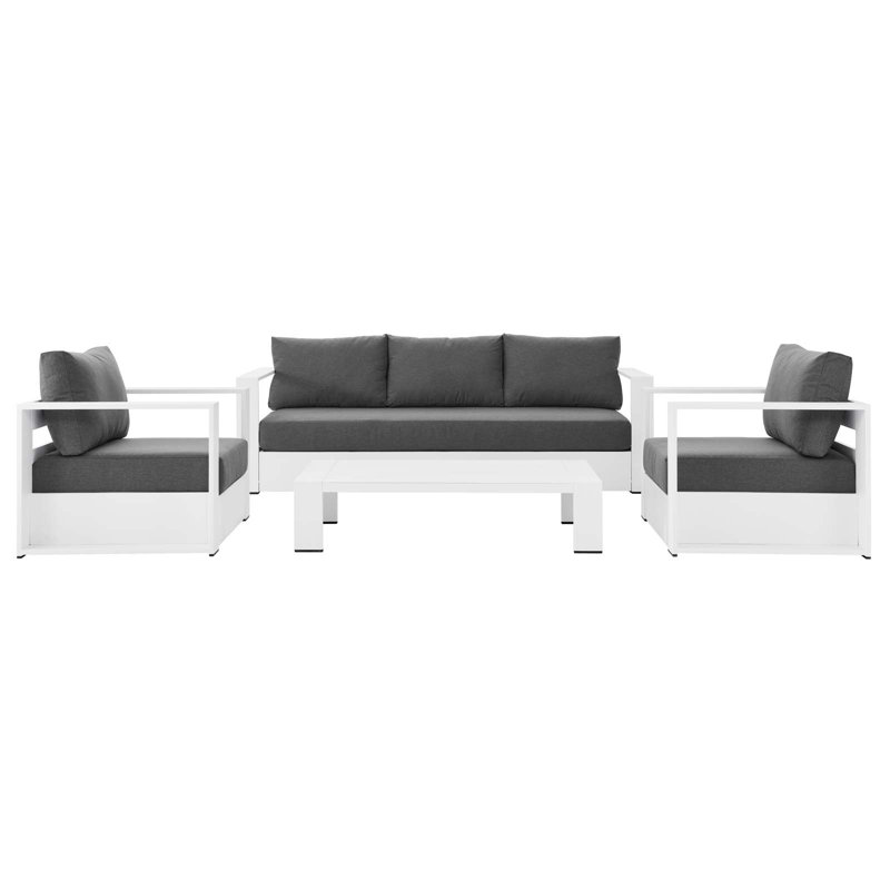 Ensemble de conversation 4 pièces Modway Tahoe, Gris anthracite, Blanc