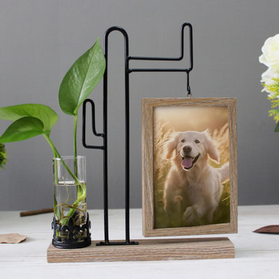 Cadre photo avec vase en verre pour plantes, cadre photo de bureau pour cadre de bureau flottant, anniversaire unique pour grand-mère,